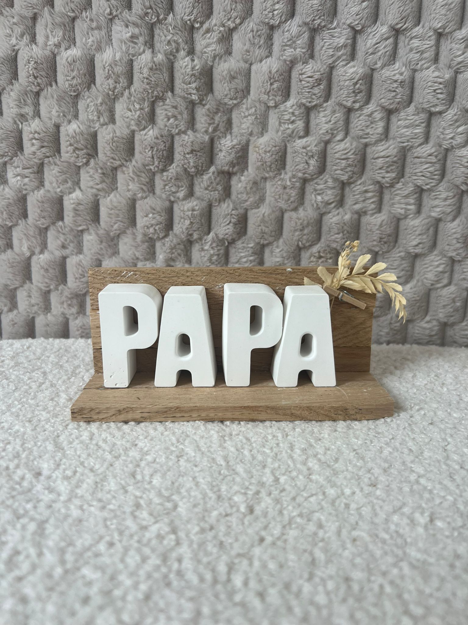 Geschenkset „Papa“ aus Gips mit Holzverkleidung